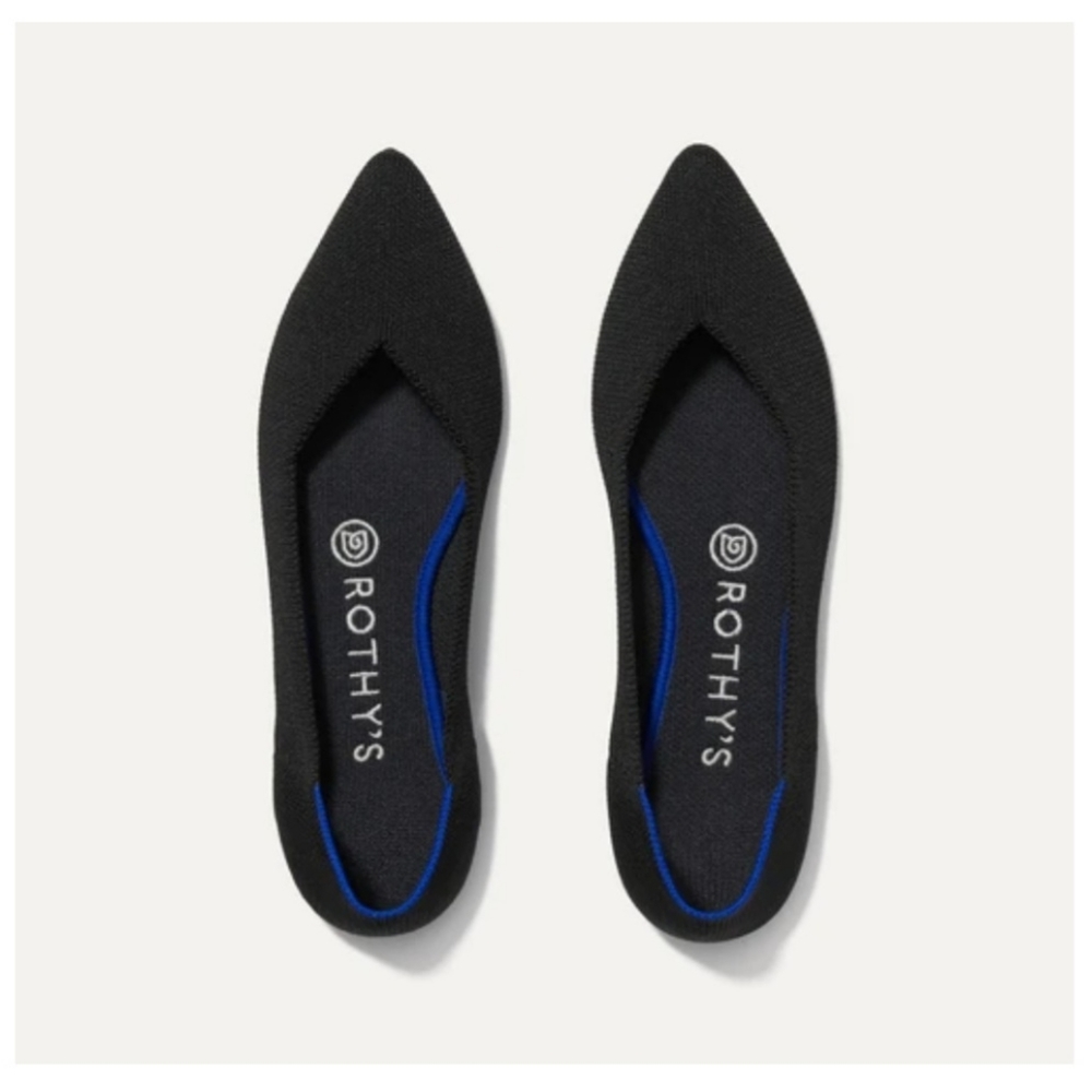 Rothys solid black womans flat shoes